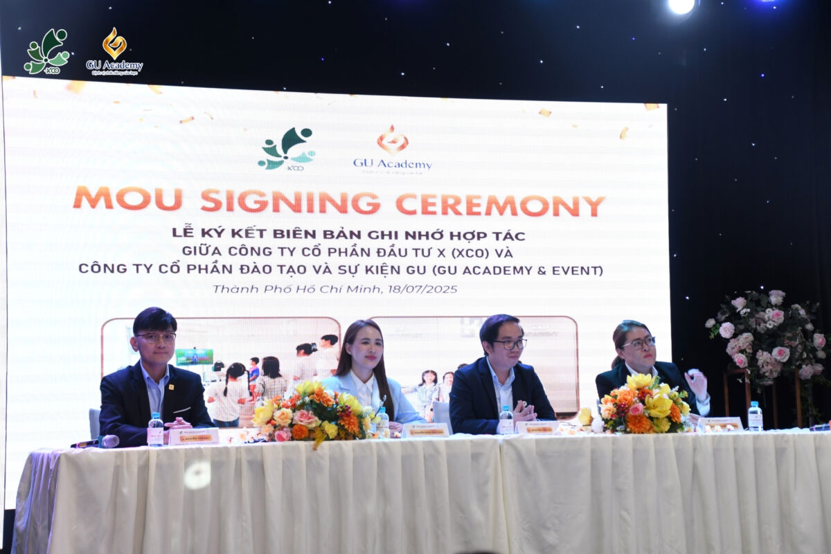 Lễ ký kết MOU giữa XCO và GU Academy tại ATASE CENTER ngày 18/07/2025